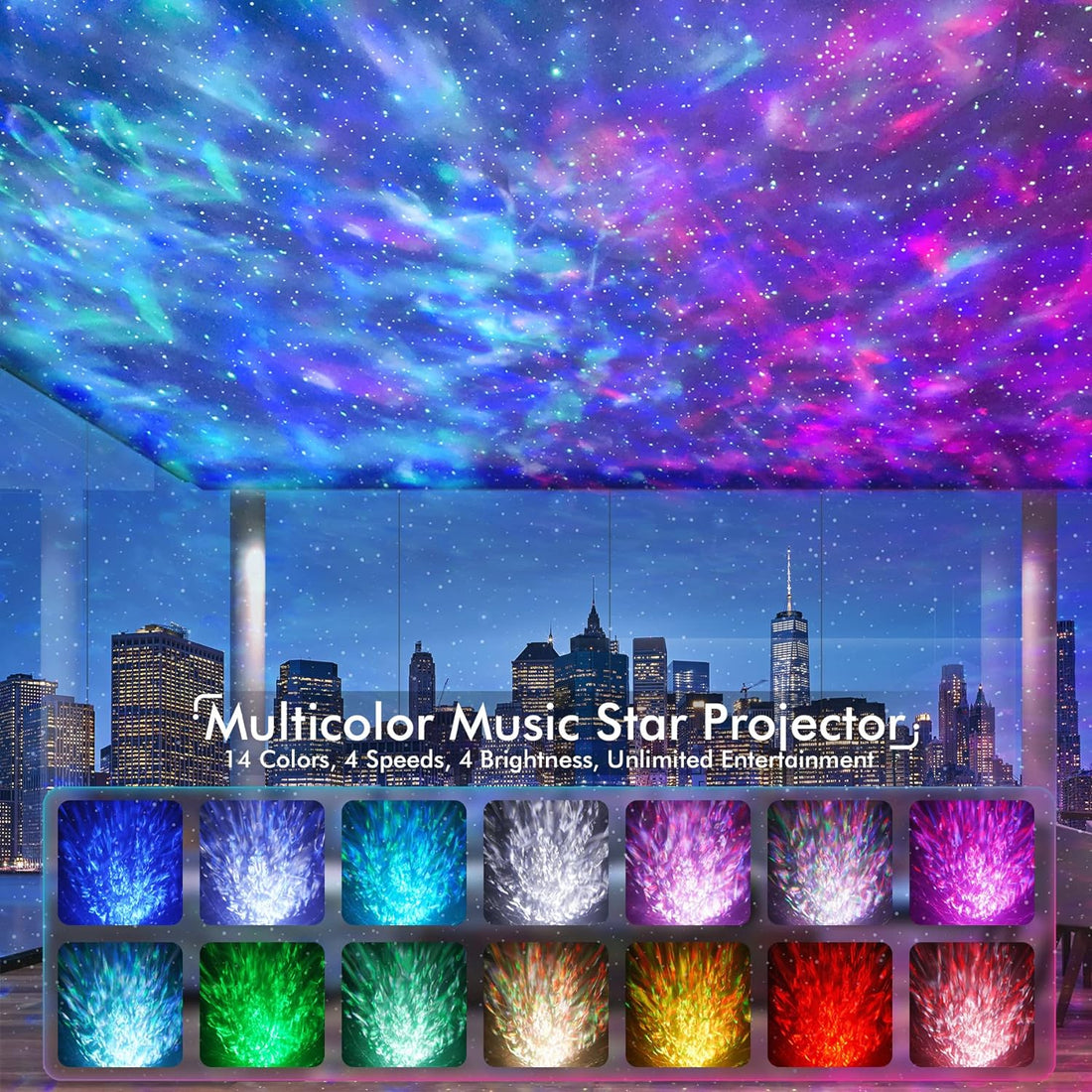 Star Projector, Galaxy Projector for Bedroom, Remote Control & White Noise