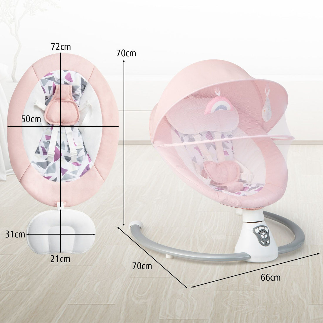 Baby Bouncer with 5 Swing Speeds and Built-In 17 Music for Newborn