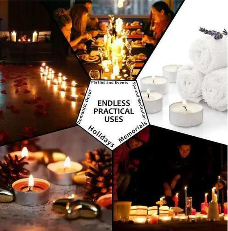 100 Tea Night Lights Candles 4 Hour Long Burn Unscented Tealights Nightlight 4HR