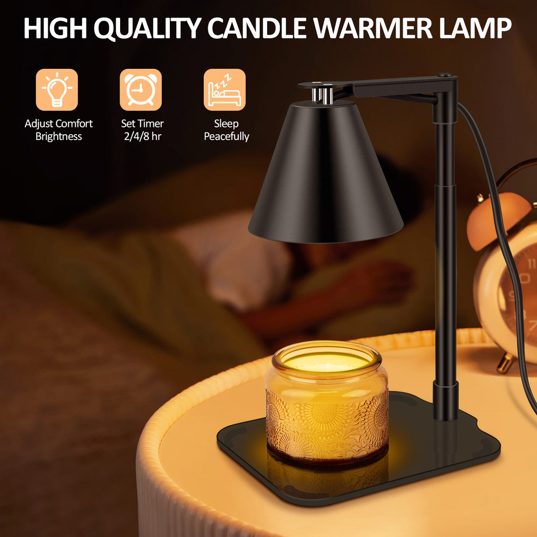 Candle Warmer Lamp with Timer, Electric Candle Warmer Adjustable Height Wax Warmer Compatible with Scented Candle for Vintage Home Room Decor House Warming Gifts New Home