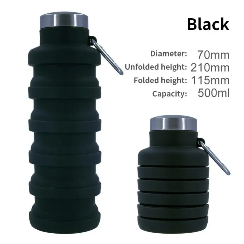 1Pc Collapsible Water Bottle, Reuseable BPA Free Silicone Foldable Bottles Portable Hiking Cup for Outdoor Mountaineering Tours