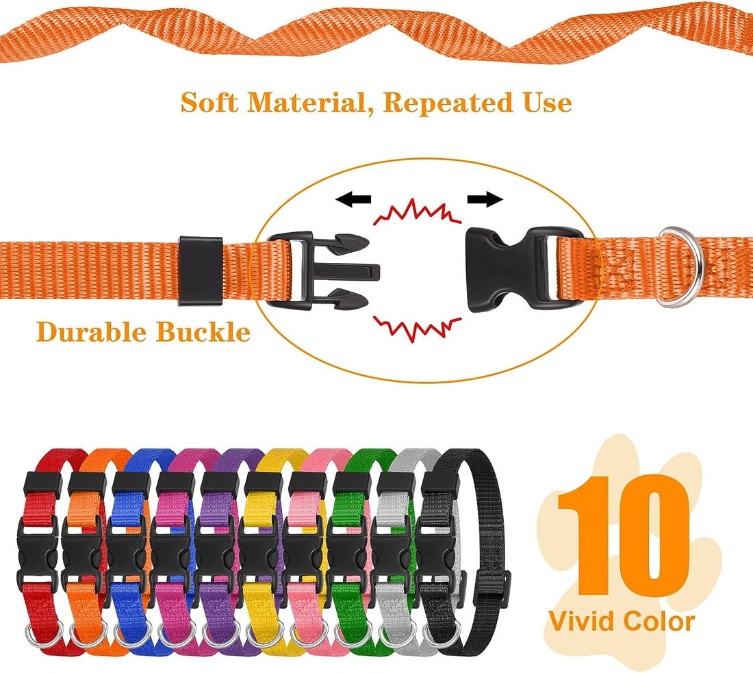 Yorgewd 10 Pack Puppy ID Collars, Push Lock Puppy Litter Collars Adjustable ID M