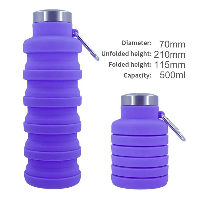 1Pc Collapsible Water Bottle, Reuseable BPA Free Silicone Foldable Bottles Portable Hiking Cup for Outdoor Mountaineering Tours