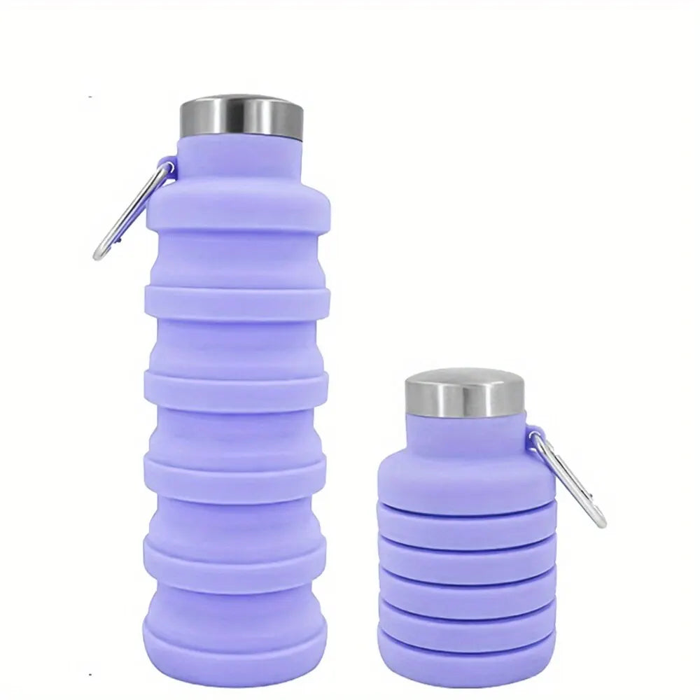 1Pc Collapsible Water Bottle, Reuseable BPA Free Silicone Foldable Bottles Portable Hiking Cup for Outdoor Mountaineering Tours