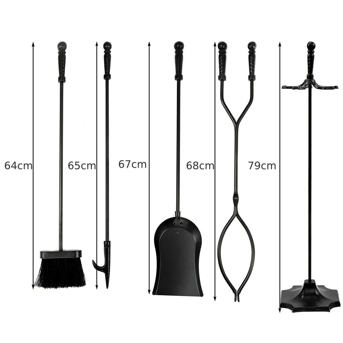 5 PCS Fireplace Tools Set with Stand